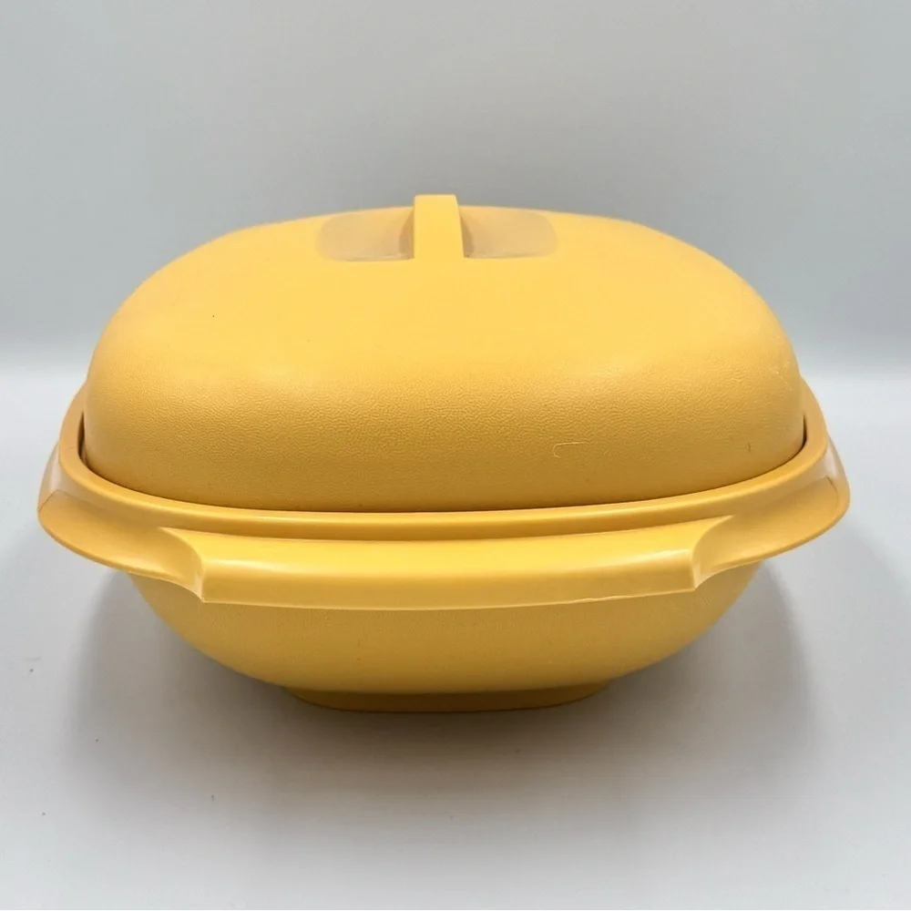 Vintage Tupperware Harvest Gold 3pc Microwave Vegetable Steamer
